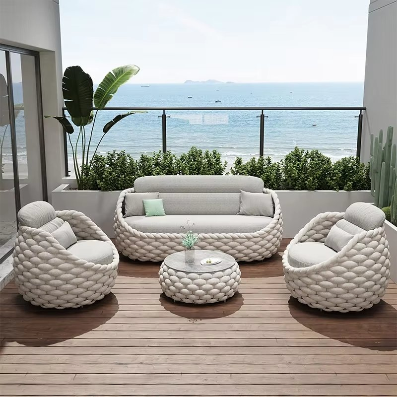 Tg Balcony Garden Popular Luxury Metal Modern Living Room Rope Sofa Sets Patio Set Outdoor and Indoor Furniture