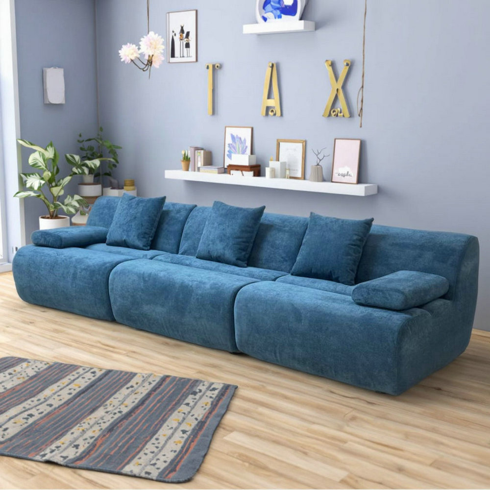 Modern Fabric Compress Sofa Upholstered Comfortable Durable for Apartment Hotel Warehouse
