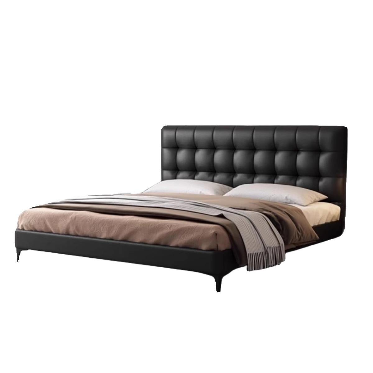 Modern Luxury 1.8m King Size Bed 100% Solid Wood Air Pressure Storage Tatami Soft Upholstered Bed Leather for Home Hotel Wedding