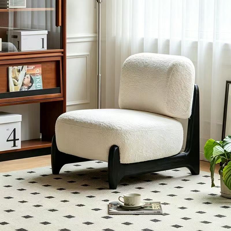 Casual Sofa New Minimalist Retro Single Armchair Eco-Friendly High Quality Living Room Lambswool Chaise Lounge High-Resilience