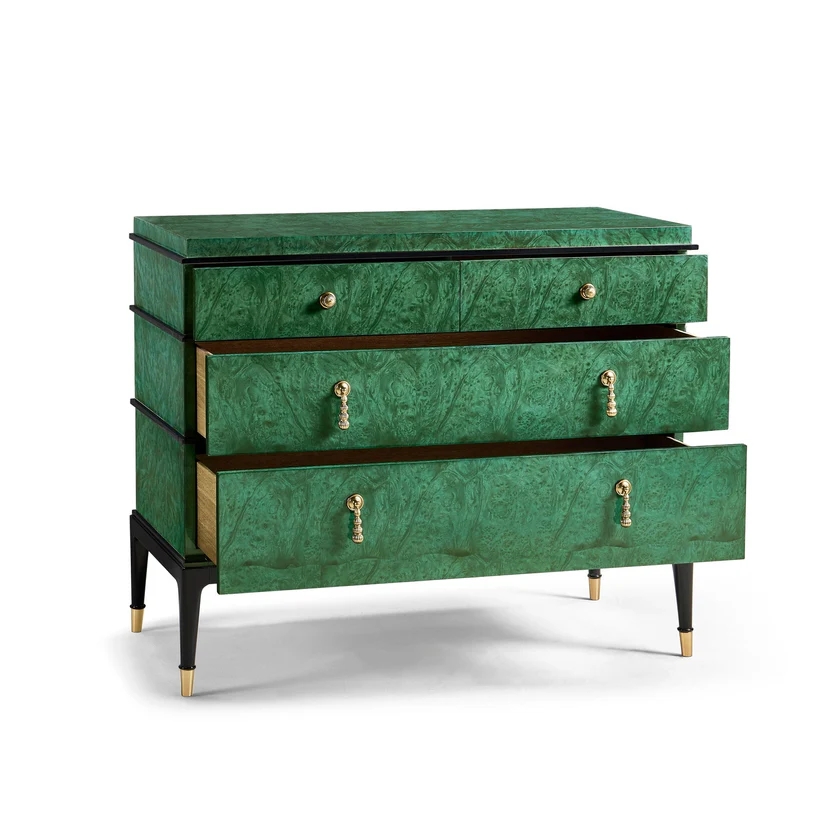 Wholesale Green 4-Drawer Chest of Drawers Tall Slim Modern Bedroom Storage Cabinet Drawer Dresser Wood Bachelors Chest