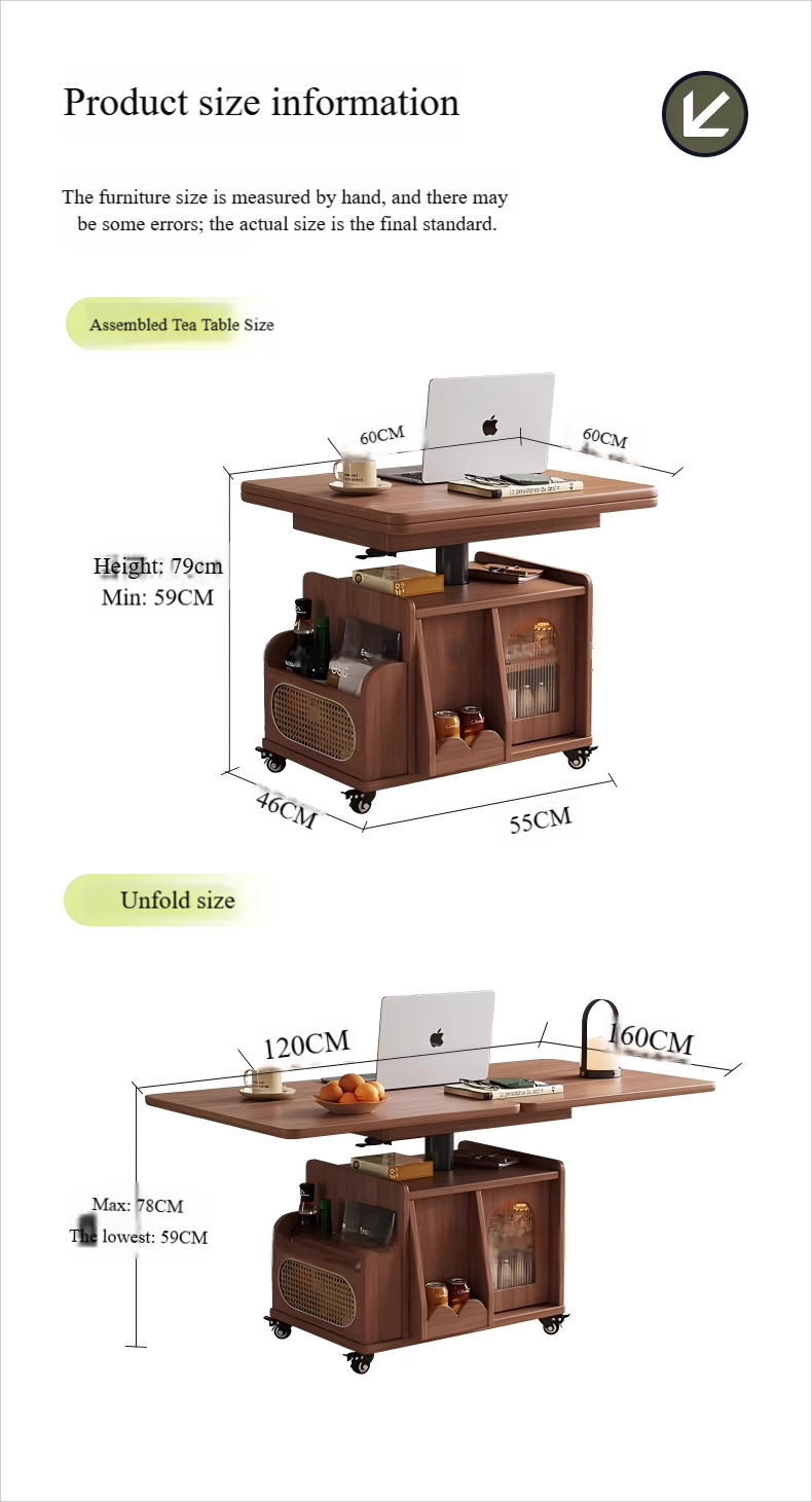 2026 Modern Style Creative Log Wind Mobile Coffee Table Wheeled Multi-Functional Storage for Living Room Bedroom Office