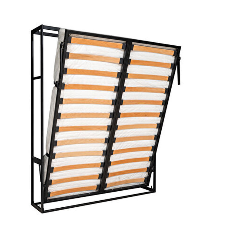 Adjustable Modern Queen or King Size Steel Frame Murphy Bed Hidden Folding Wall Spring Mechanism Panel Bed