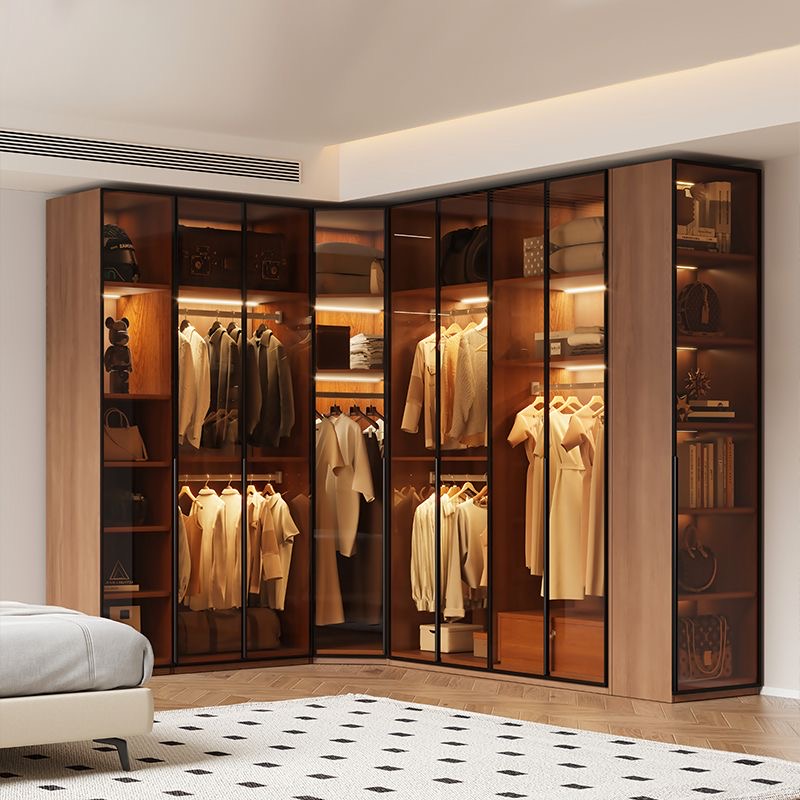 Wardrobe Manufacturer Customized Modern Luxury Wood Melamine U Shape Bedroom Cabinets Walk in Closet System