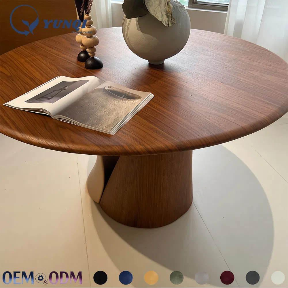 Modern Natural Restaurant Furniture Round Oak Solid Wood Modern Dining Table