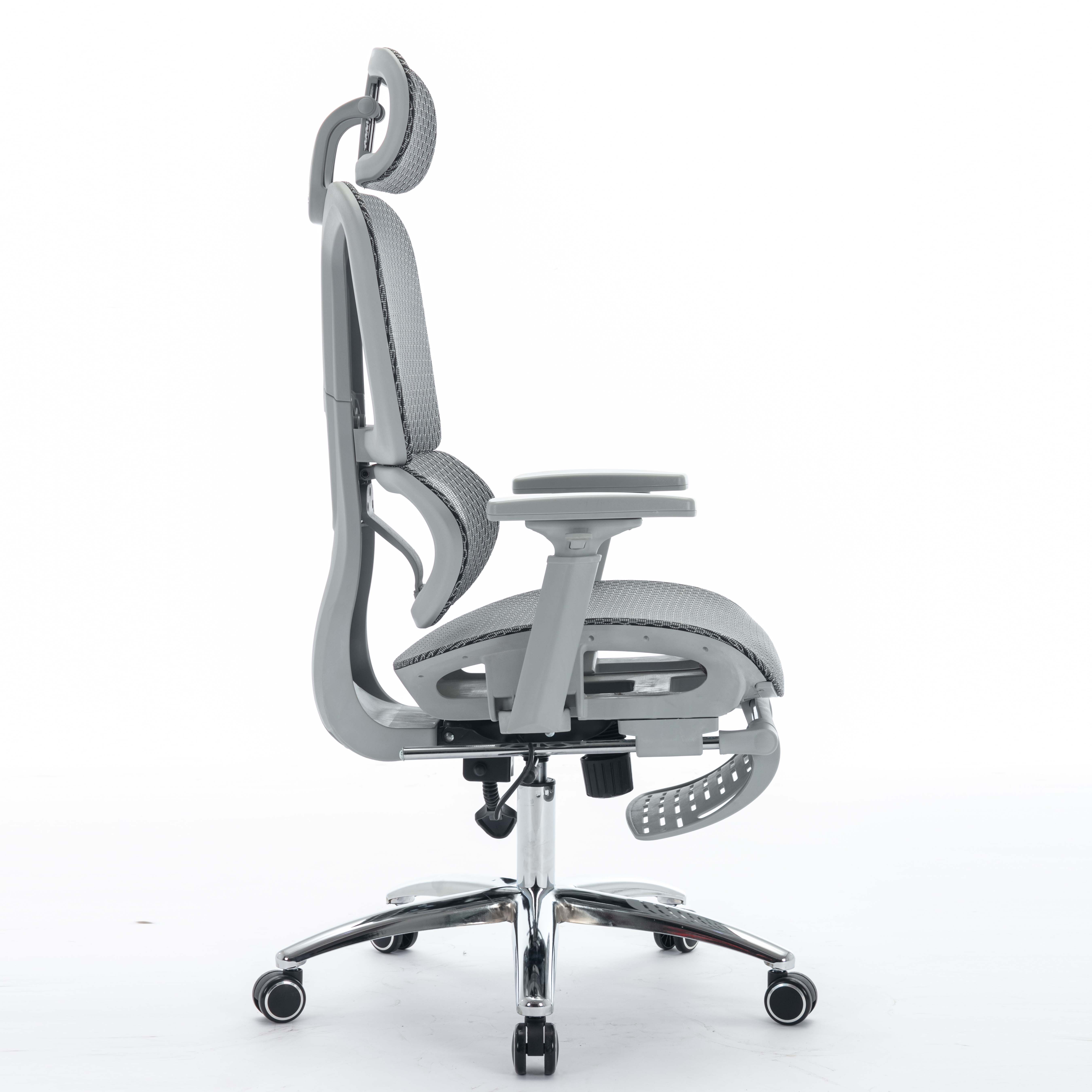 Wholesale High Back Swivel Breathable Grey Mesh Waiting Room Desk Chairs Adjustable Ergonomic Office Chair With Footrest