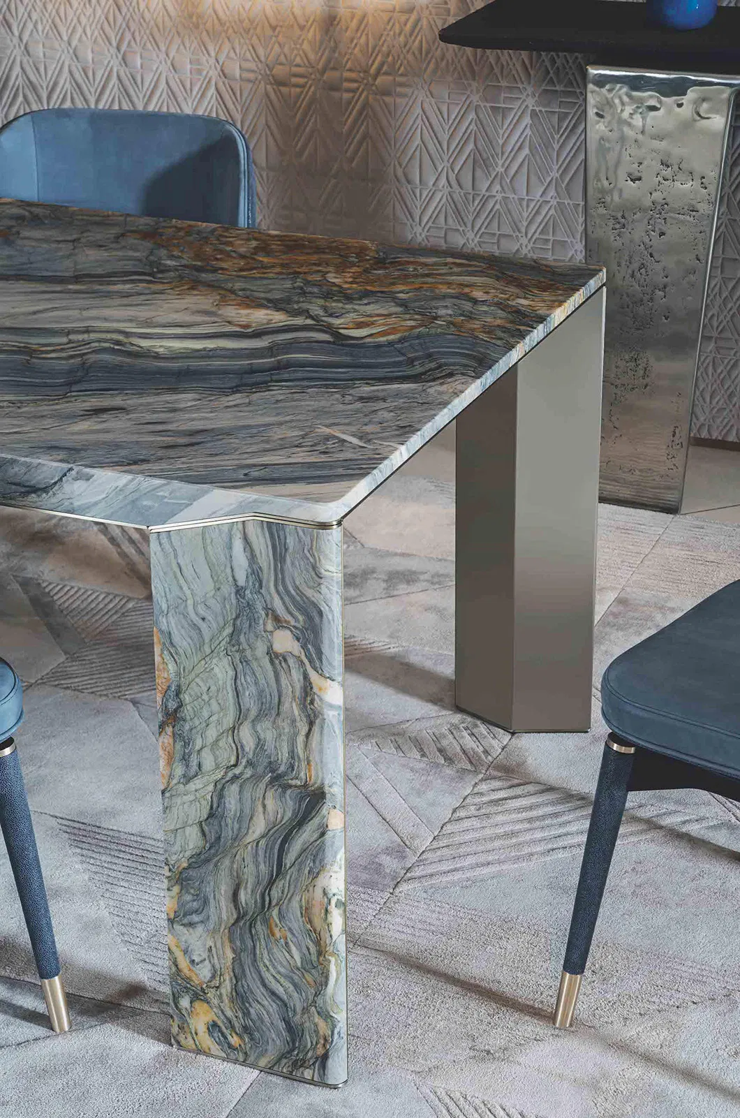 Luxury Modern Rectangular Marble Dining Table Set for Stylish Home Dining Room