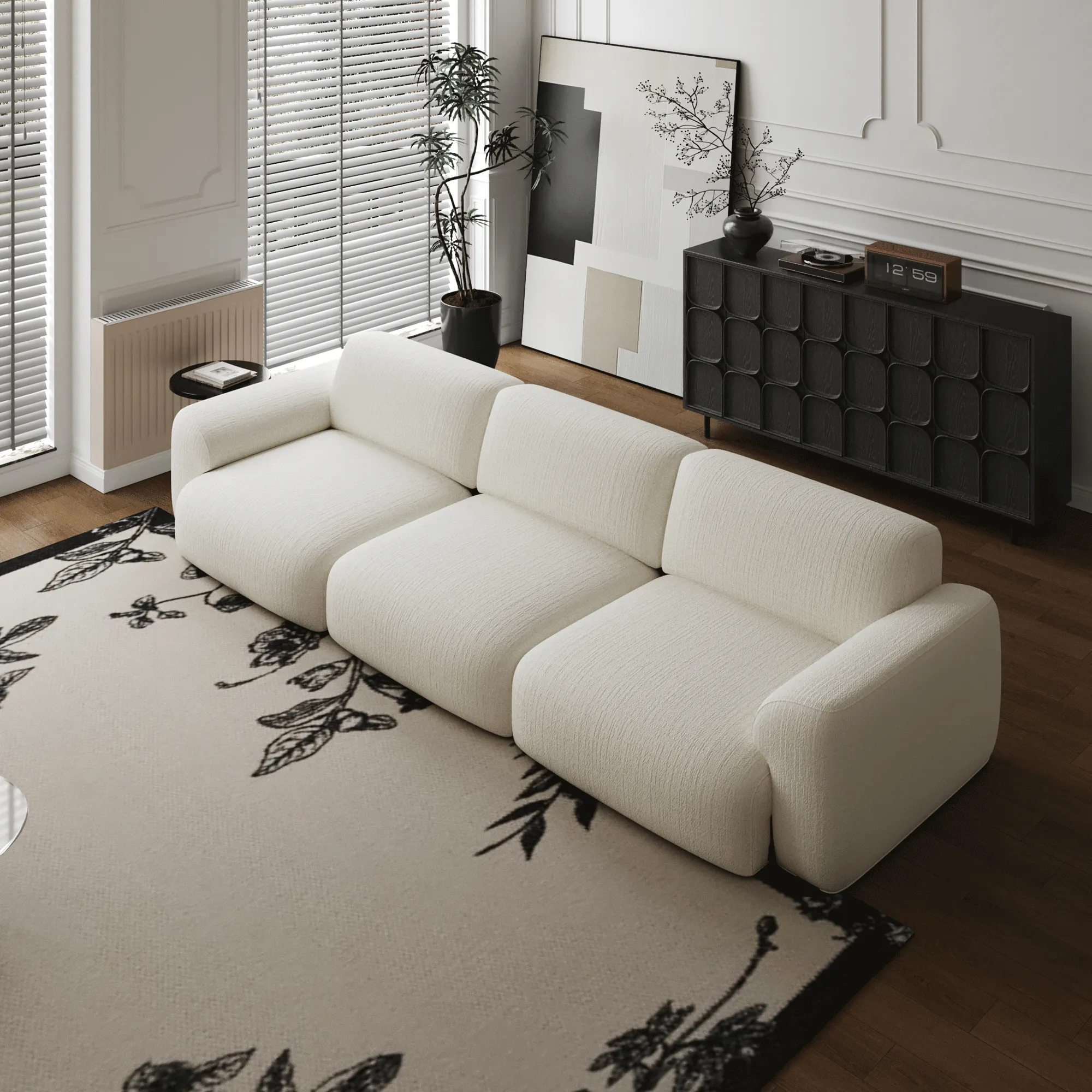Atunus Modern Chenille Fabric Sectional Modular Sofa Set Electric Leisure Sofa Couch Armrests Cozy Living Room Design