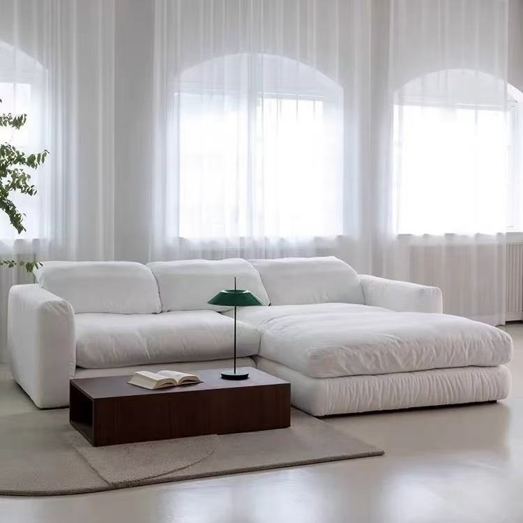 Atunus Furniture Cream Style Fabric Living Room Model Lounge White Soft Modern Large Cloud Modular Sectional Sofa Couch Set