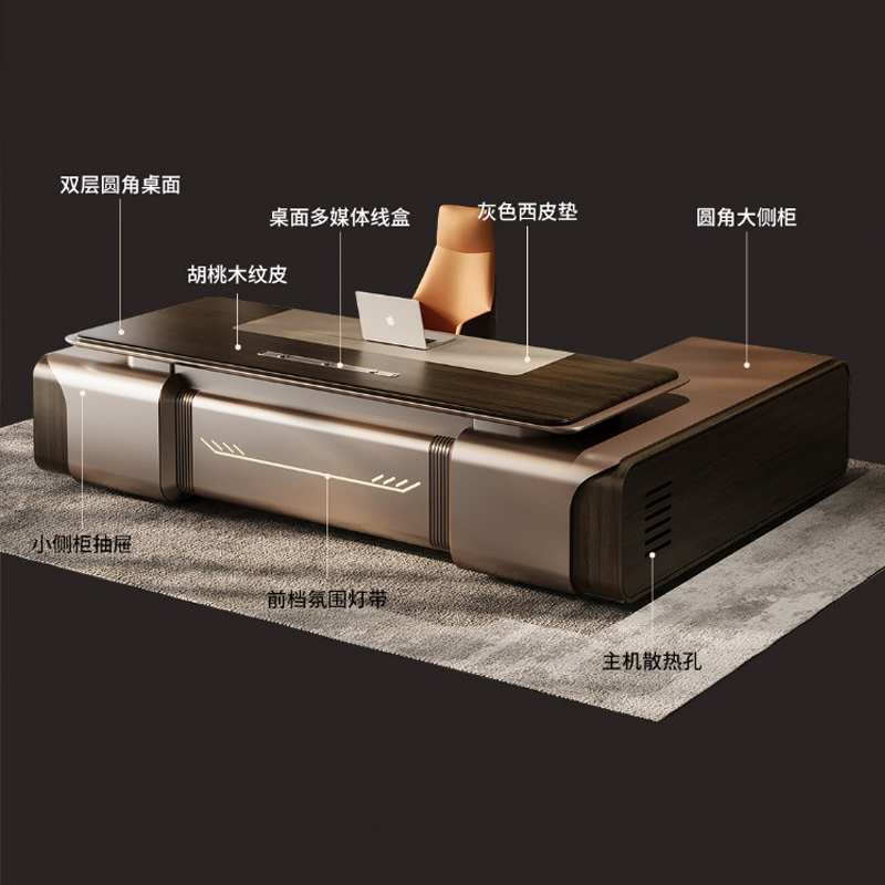 Luxury Modern L-Shaped Executive Office Desk Set Boss Wooden Workstation With Panel Style Office Furniture Table