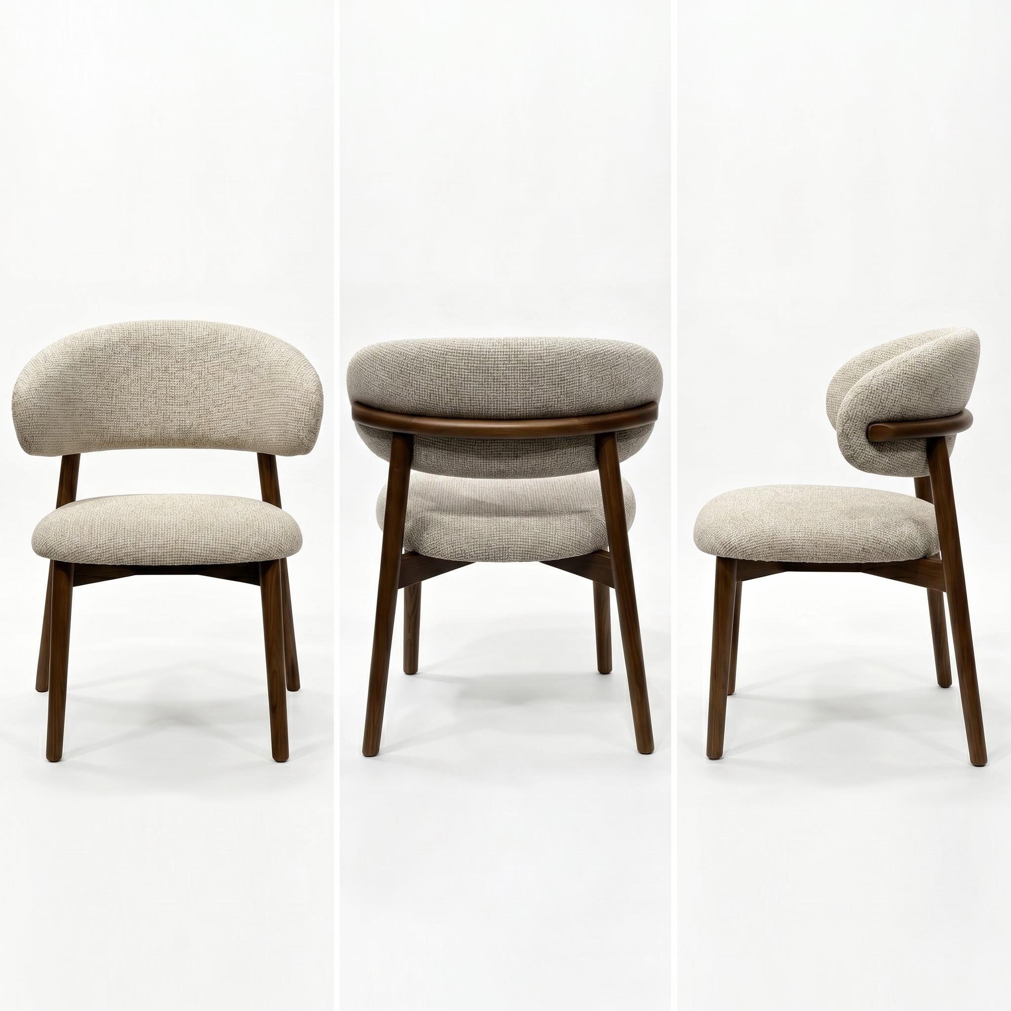 Modern Nordic High-End Solid Wood Backrest Fabrics Upholstered Elegant Design Dining Chairs for Home Furniture