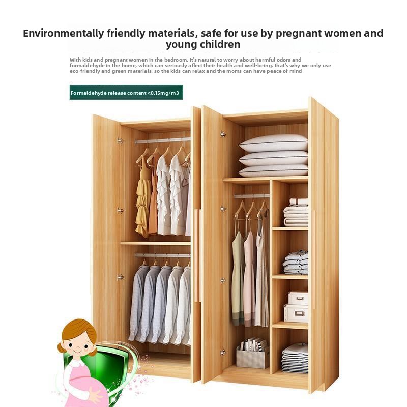 Factory Wholesale French Style Modern Minimalist Wood Wardrobe Home Furniture Bedroom Storage Cabinet for Small Apartments