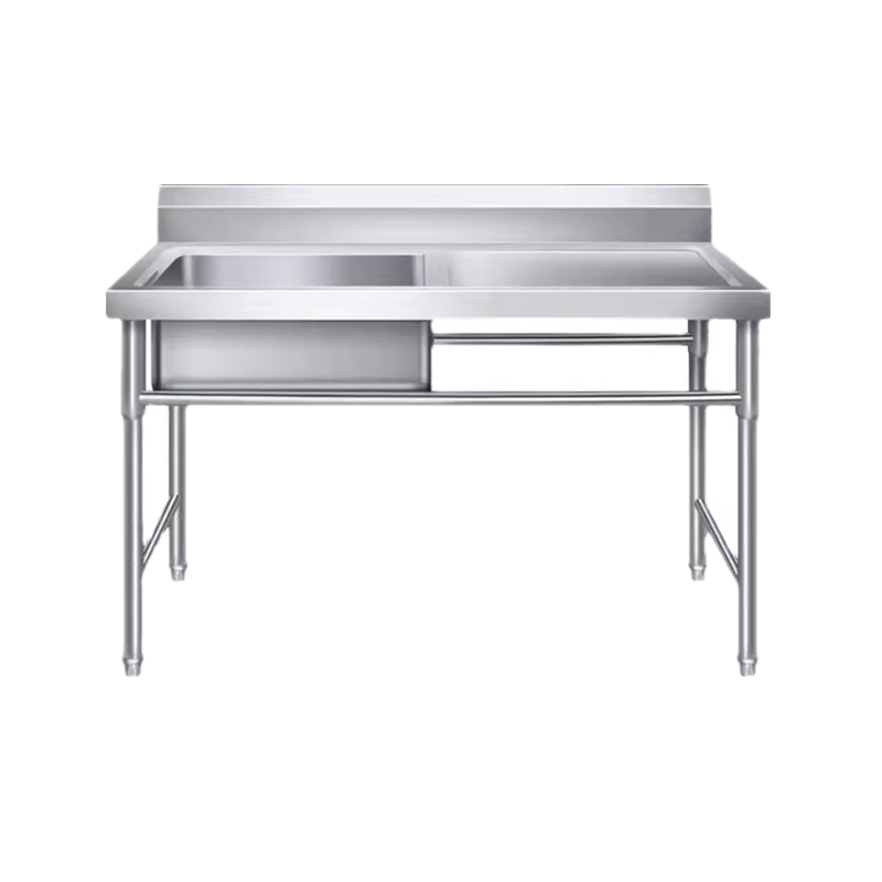 Home Commercial Outdoor Restaurant Island Platform Thickened Stainless Steel Independent Single Sink With Drain Operation Table
