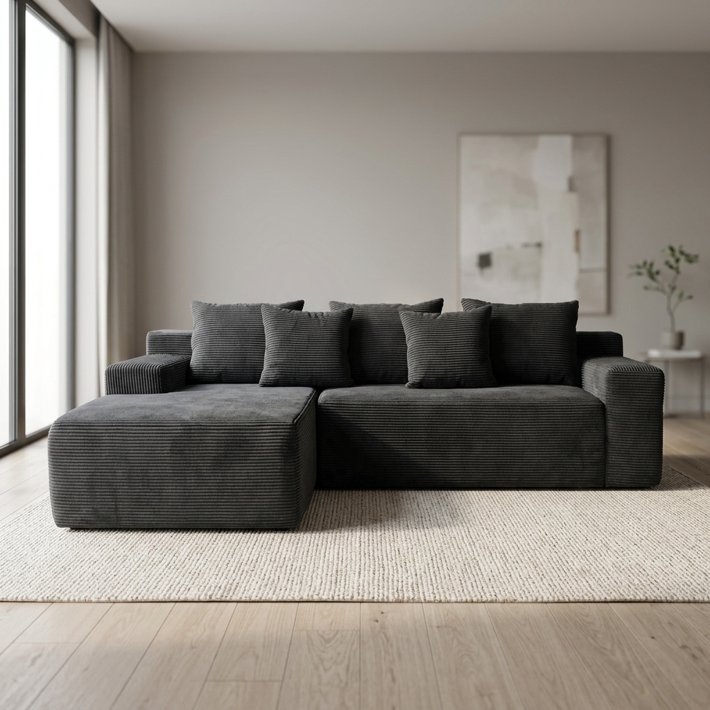 Sectional L-Shape Sofa Modern Memory Foam Vacuum Compressed OEM Modular L-Shape Sectional Sofa for Hotel &amp; Retail Soft Cushion