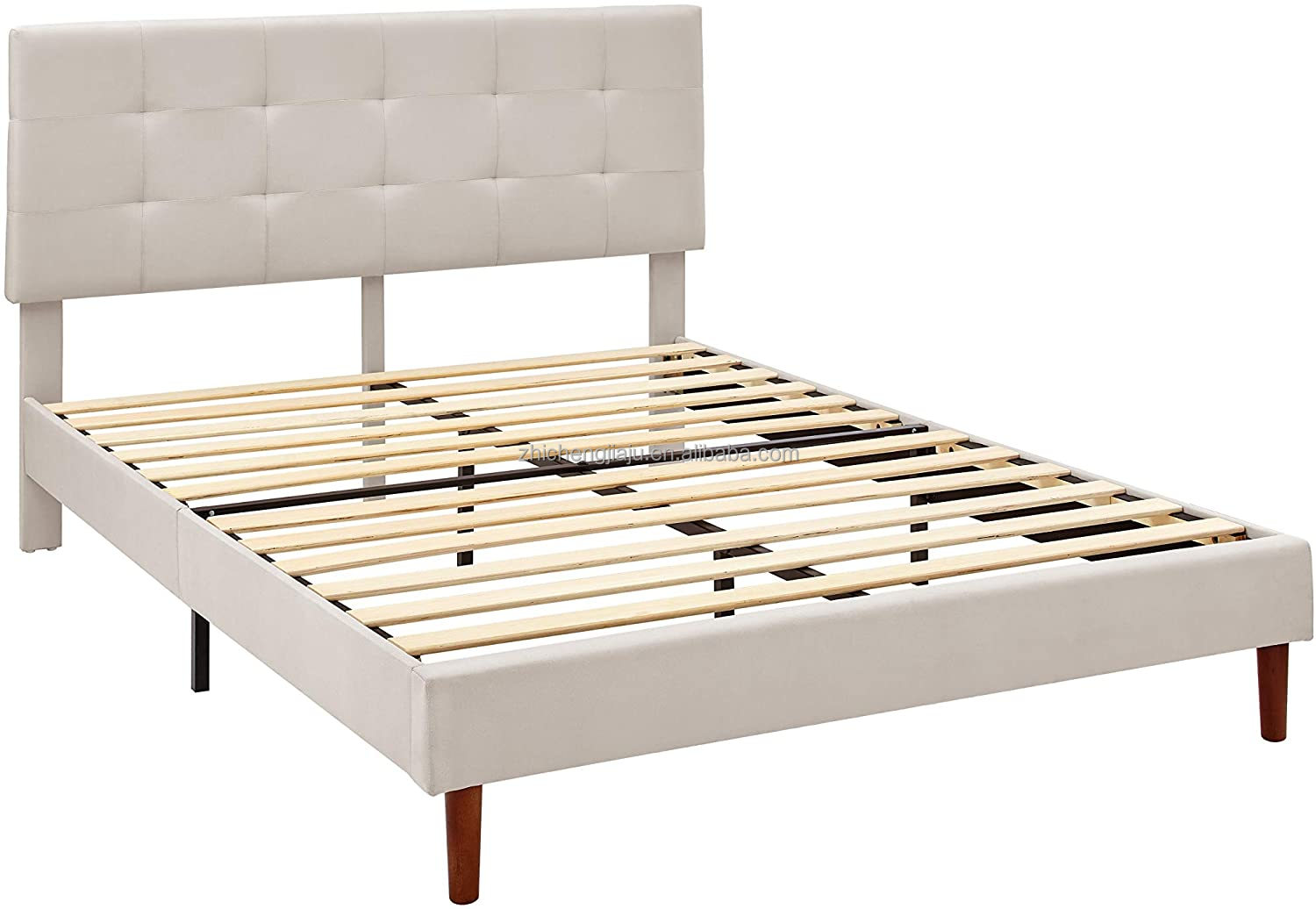 Hot Selling Thick Headboard Button Tufted Sleigh Fabric Bed Frame