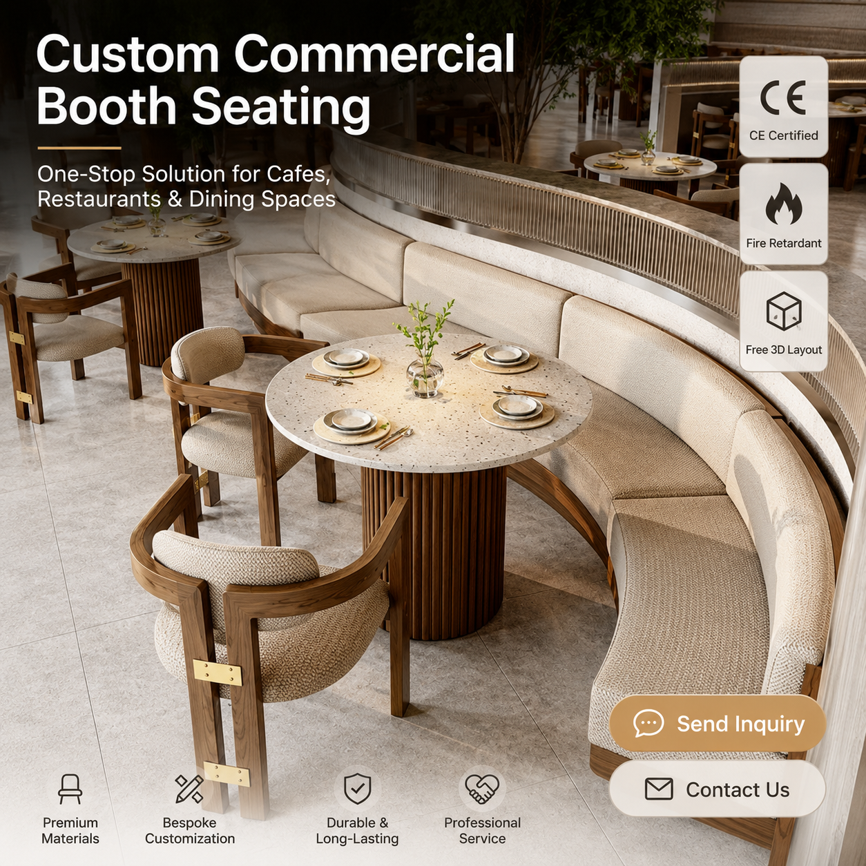 Nordic Cafe Furniture Solid Wood Durable Rattan Dining Table Set Fast Food Chair Western Banquette Restaurant Booth Seating Sofa