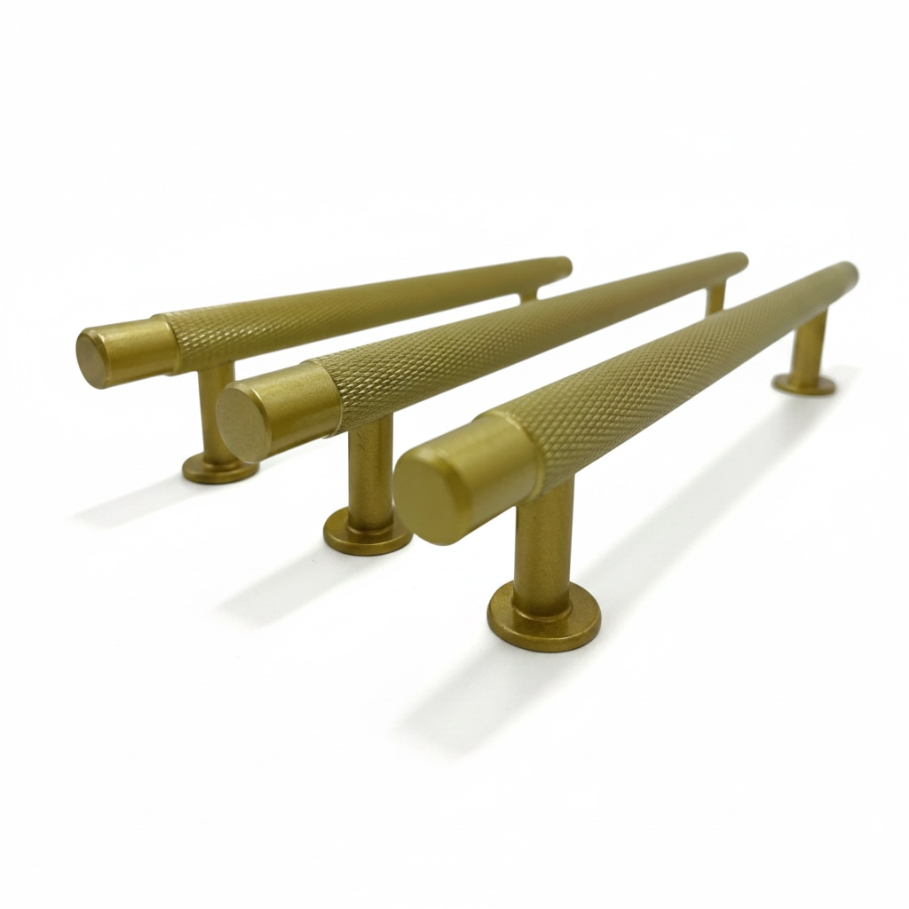 Gold Steel Modern Knurled Bar Pull Handles For Kitchen Dresser Drawer Bedroom Exterior Use-Durable Eco-Friendly