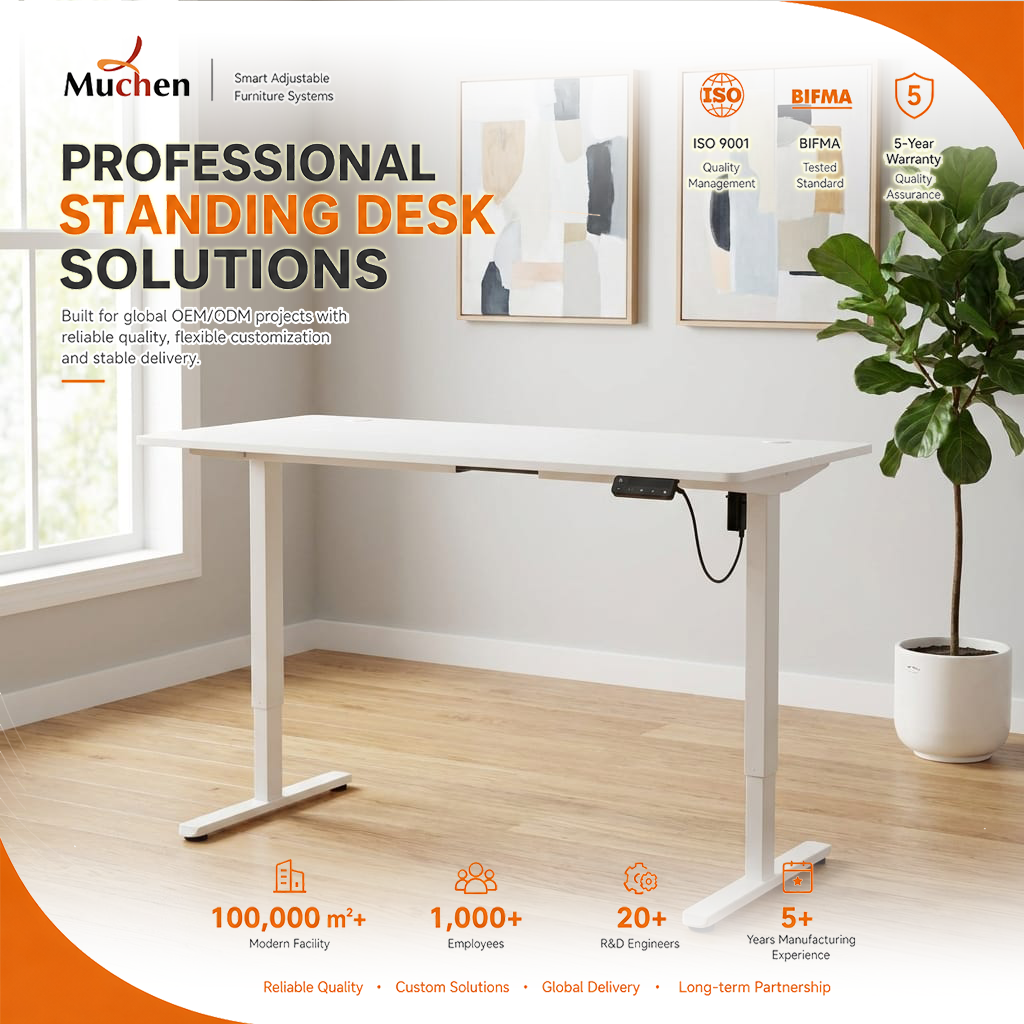 Modern Design Durable Adjustable Height Wooden Standing Desk Single Motor Automatic Home Office Laptop Use Storage
