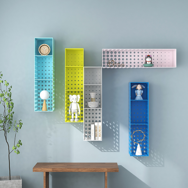 KINNO Elegant Iron Storage Shelf Simple Multi-Layer Wall Display Bedroom Bookshelf Furniture Decor