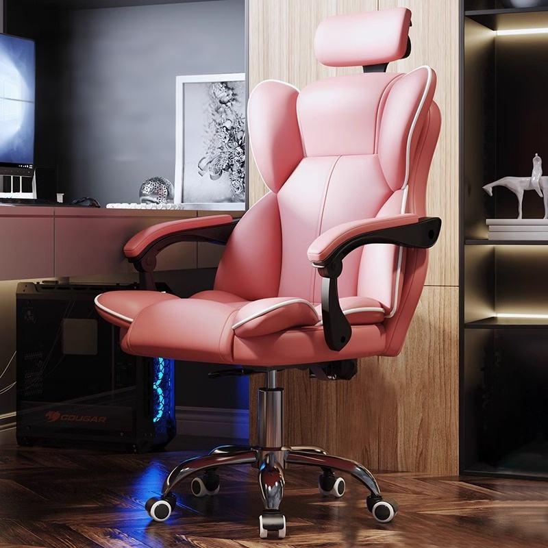 Hot Sale Modern Executive White Pink Ergonomic Office Chair Adjustable 360-degree Rotation Iron Material Home School Use