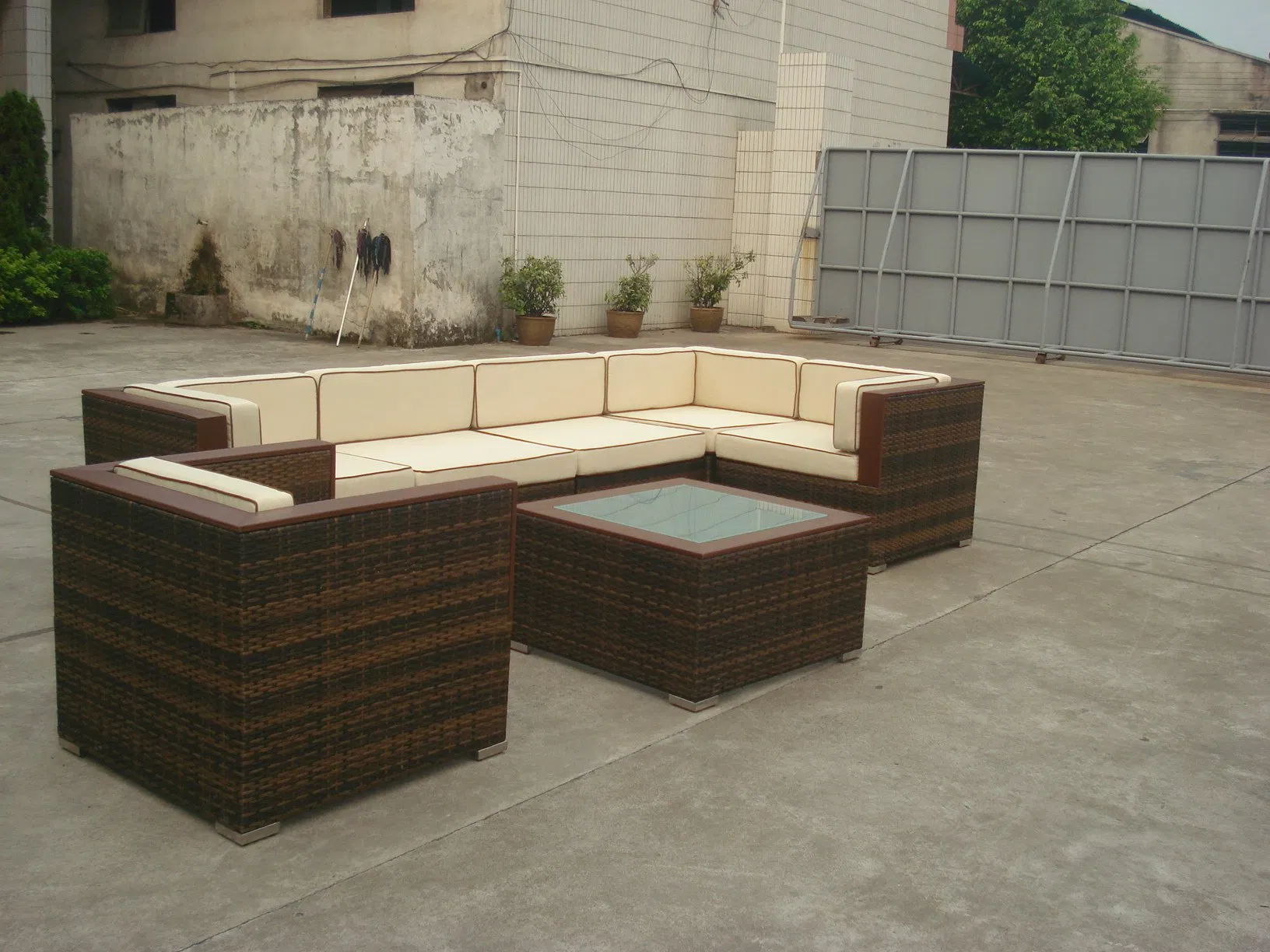 Modern Design Rattan Corner Sofa Set - Outdoor Sectional Living Room Furniture