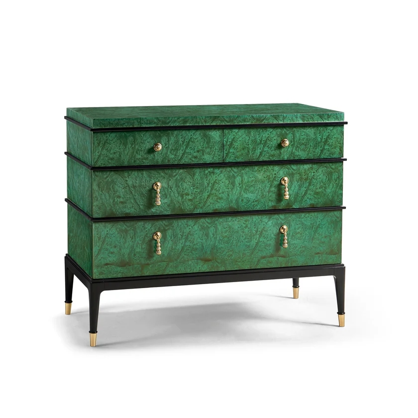 Wholesale Green 4-Drawer Chest of Drawers Tall Slim Modern Bedroom Storage Cabinet Drawer Dresser Wood Bachelors Chest