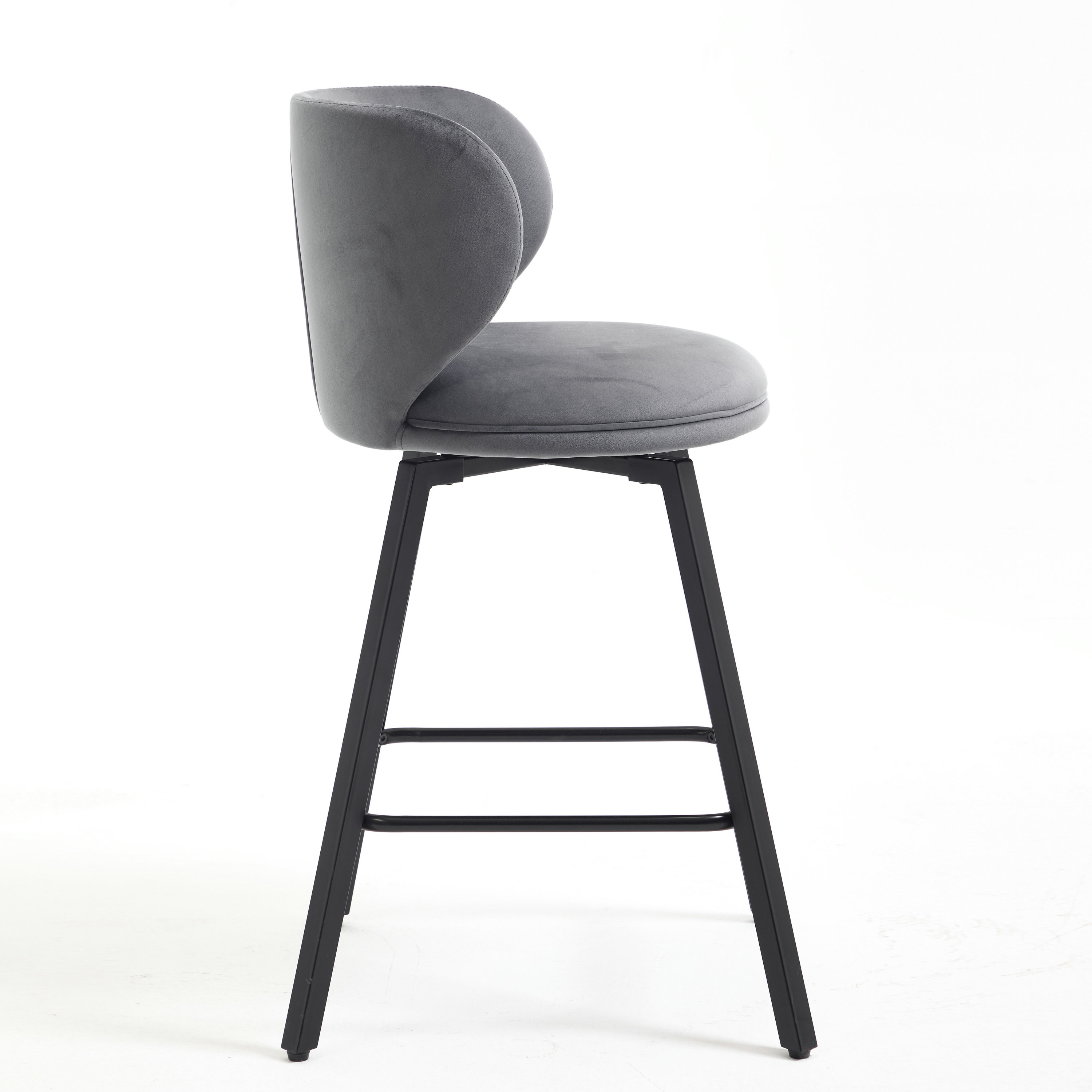 2026 Swivel Metal Counter Height Modern Breakfast Upholstered Bar Stools for Kitchen Island Mall Living Room Luxury Commercial