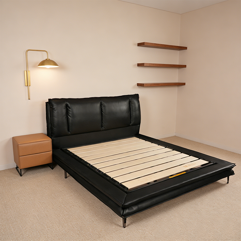 Modern Bedroom Bed Soft Upholstered Backrest Wood Frame Furniture for Apartment and Hotel