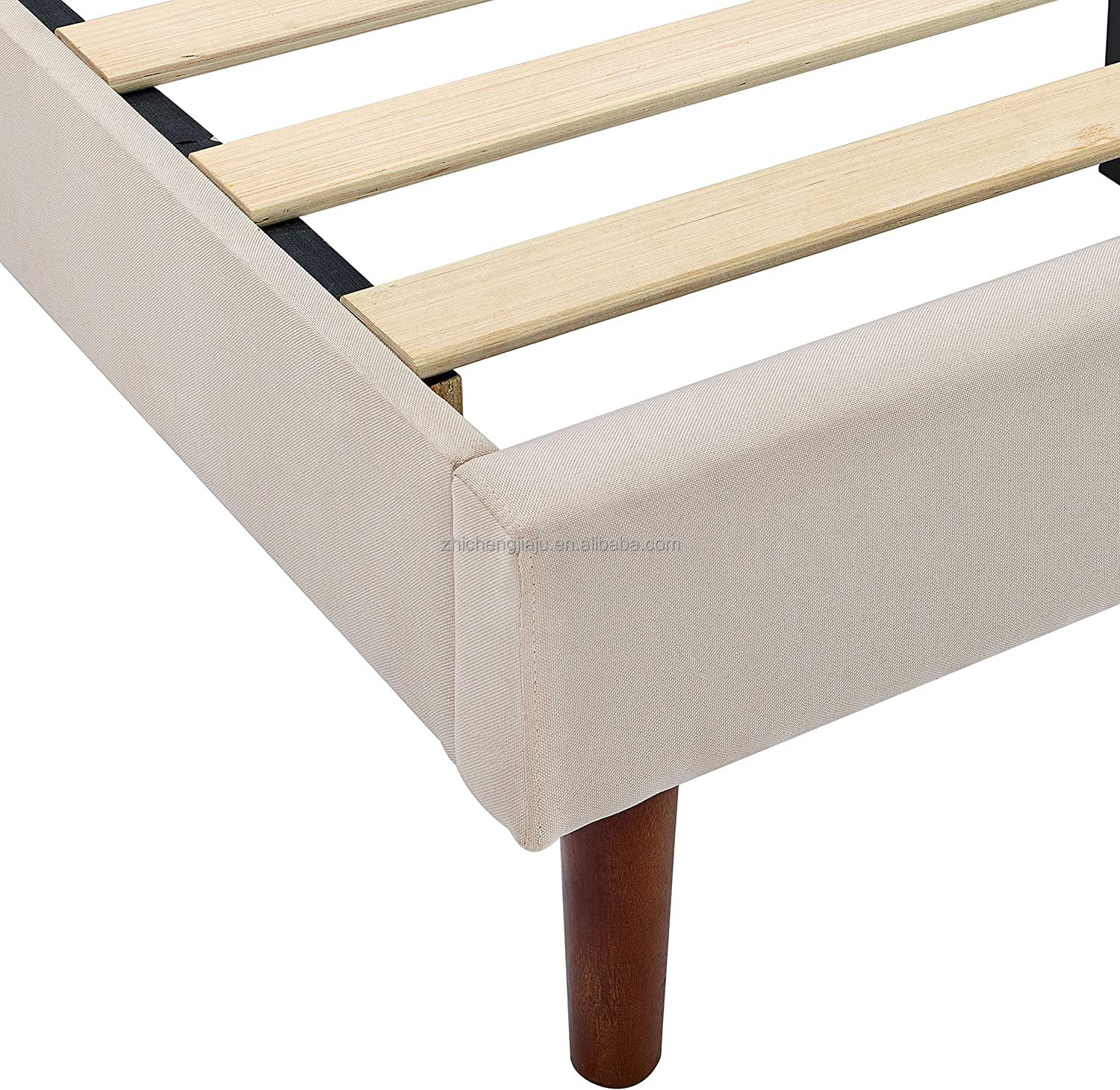 Hot Selling Thick Headboard Button Tufted Sleigh Fabric Bed Frame