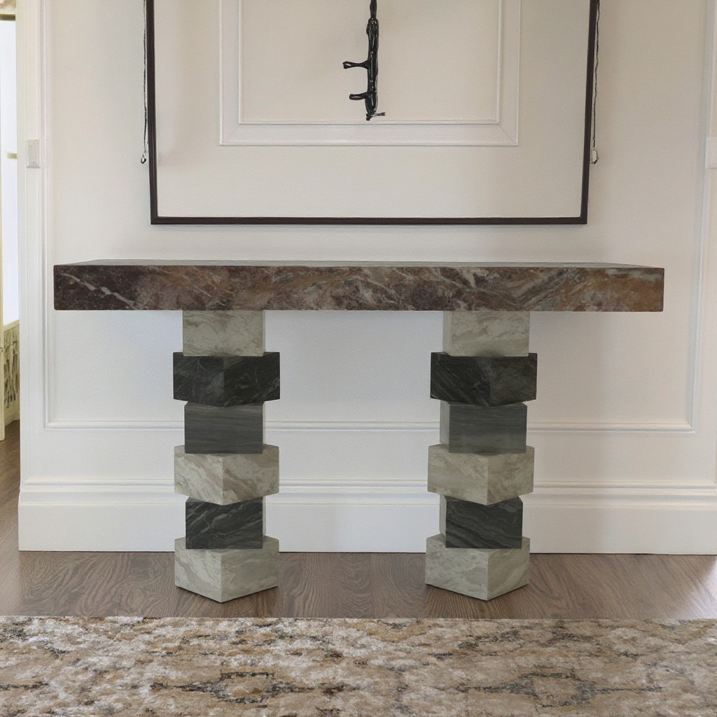 Italian Design Rectangular Marble Console Table for Entry Living Room Hotel Apartment Home Office Elegant Corridor Furniture