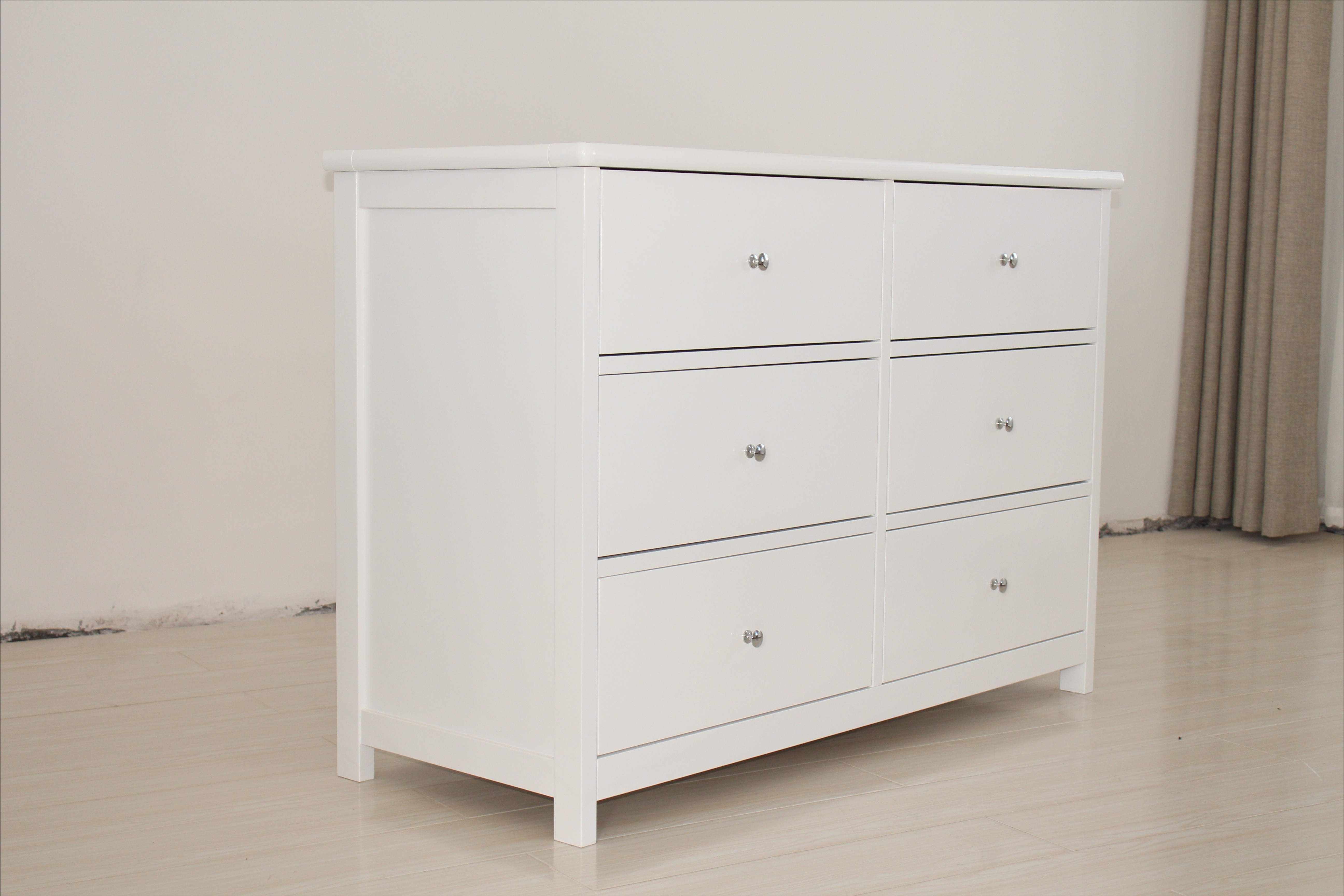 Custom White Modern Dresser &amp; Chest of Drawers Solid Pine Wood Storage Cabinet 6 Drawers for Bedroom and Living Room