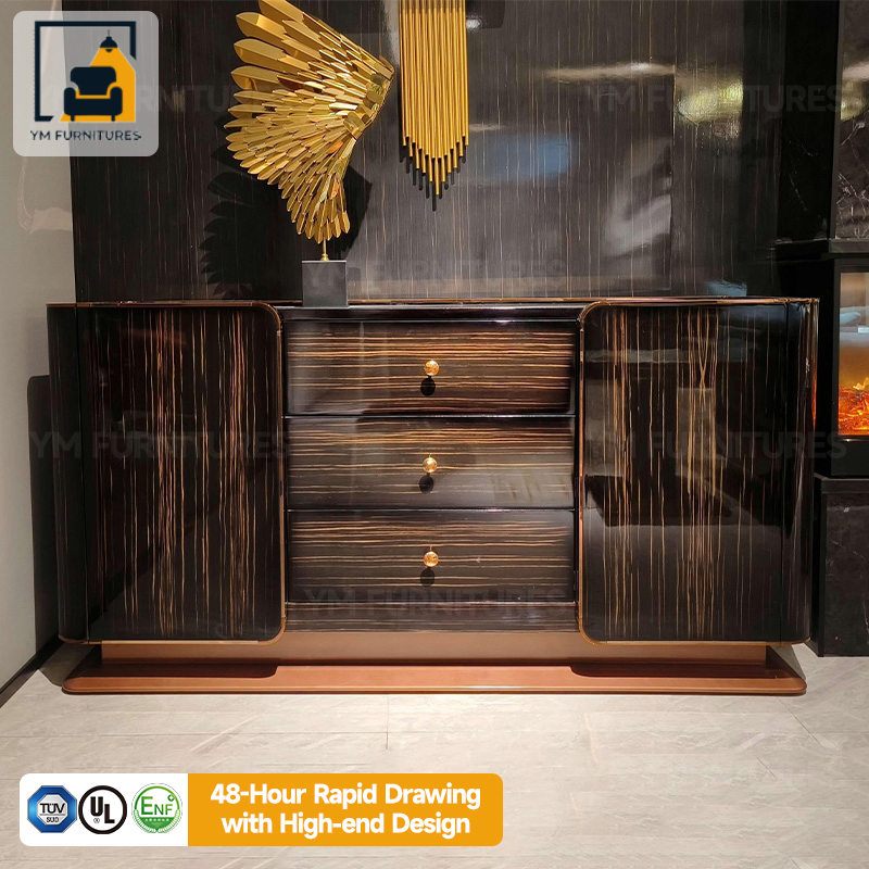 Dining Room Modern Furniture Round Wooden Lacquer Dining Table Set with Rotating Turntable