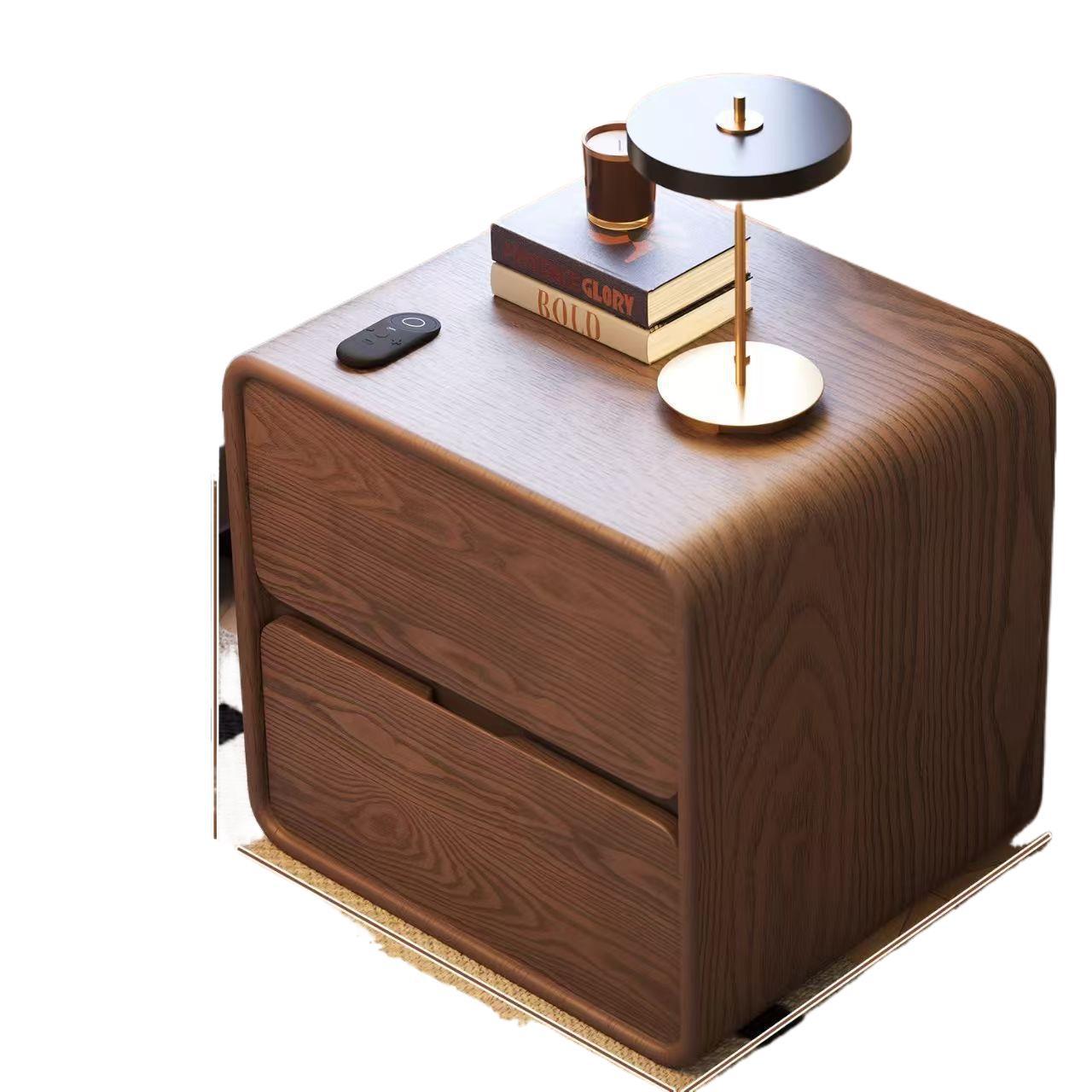 New Solid Wood Modern Minimalist Nightstand with Storage for Bedroom Furniture Small Bedroom Home Retro Style