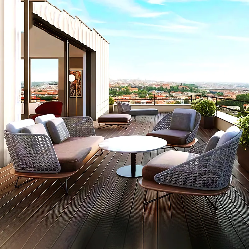 Modern Design Outdoor Aluminium Frame Sofa Lounger New Style Balcony Furniture for Living Room Hotel and Courtyard Leisure