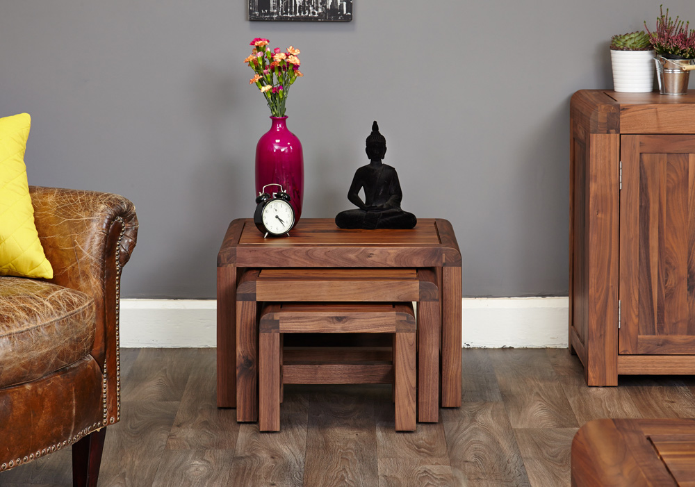 Wholesaler Direct Factory Supply Solid Walnut Wooden Coffee Tables, 3 Nest of Tables for Living Room Bedroom Hallway and Outdoor Furniture