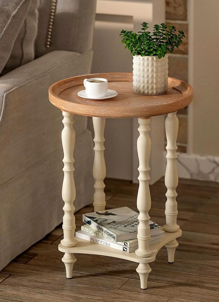 Handmade wooden side tables with simple frame and rustic top suitable for every room setting