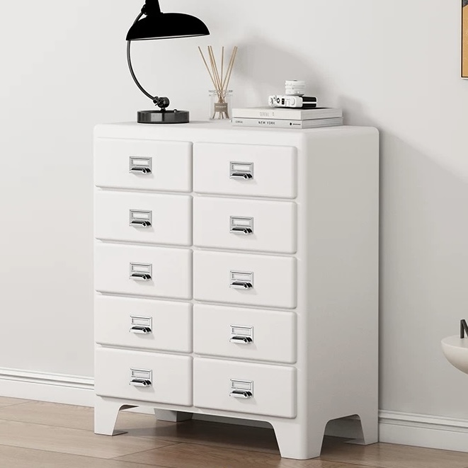 White Metal 10-Drawer Dresser | Modern Upholstered Storage Chest for Bedroom and Living Room