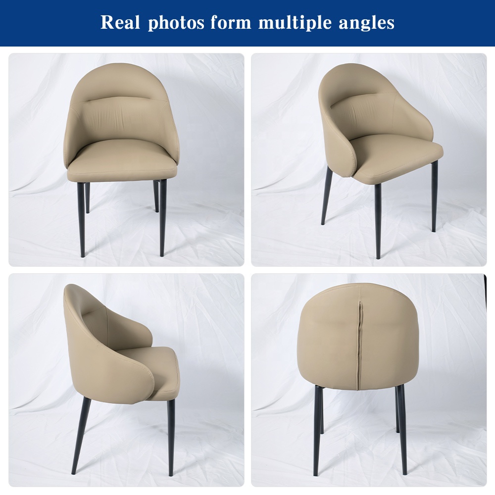 Comfortable Modern Faux Leather Upholstered Dining Chair With Metal Legs For Home And Commercial Seating