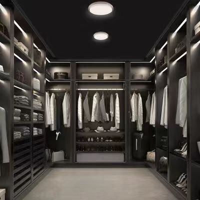 Modern Walk-in Closet System Organizer Multi-functional Save Space Clothes Cabinet Custom New Design Wooden Glass Bedroom Hotel