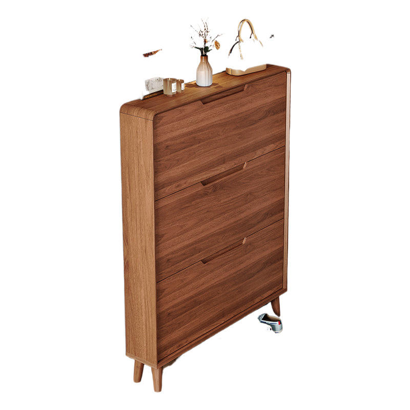 New Modern Wooden Ultra-Thin Tipping Shoe Cabinet Home Entrance Wall-Mounted Hallway Integrated Home Furniture 11 Pairs Foldable