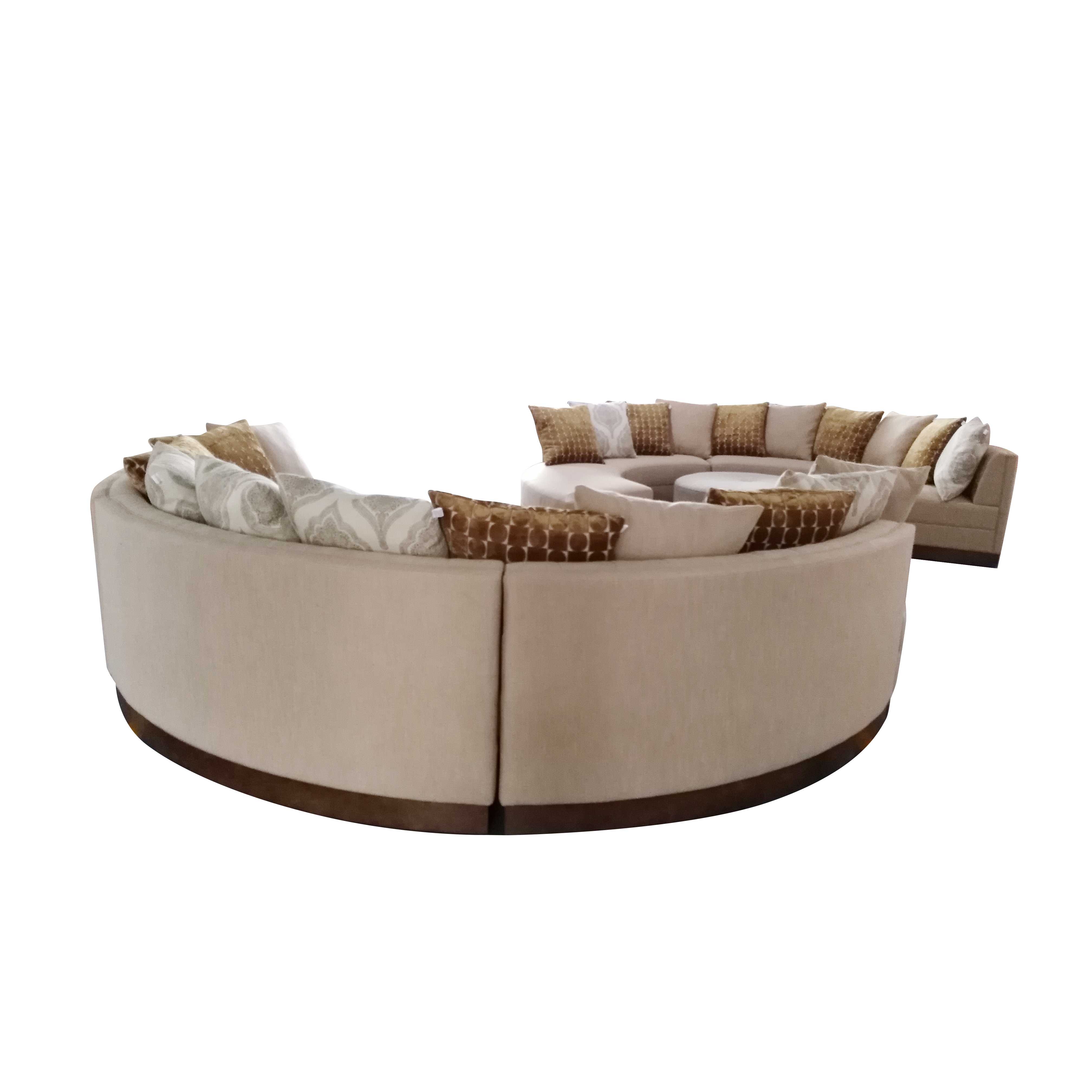 Modern Luxury Villa Beige Modular Lounge Hotel Lobby Furniture Living Room Wood Frame Fabric S Shape Sectional Curved Sofa Set