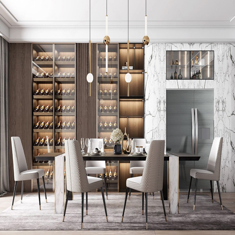 Dining Cabinet with Glass Doors, Simple and Atmospheric, Multifunctional Storage