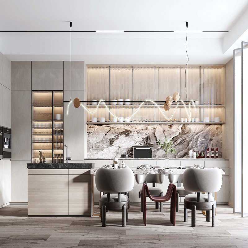 Dining Cabinet with Glass Doors, Simple and Atmospheric, Multifunctional Storage