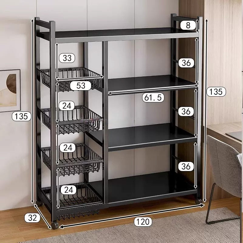 Household Floor Standing Multi Story Dining Sideboard Multi Functional Cabinet Storage Rack for Fruits Vegetables