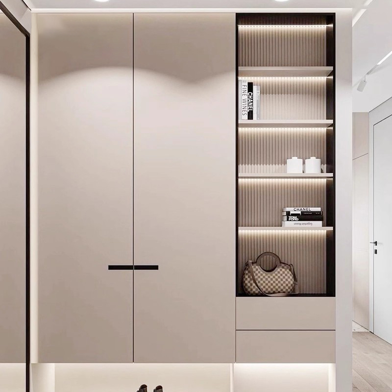 Modern Stainless Steel Living Room Entryway Cabinet-Large Capacity Storage Customizable Size &amp; Color Factory Direct