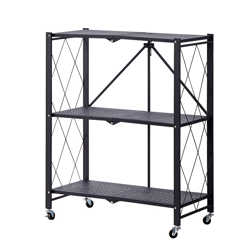 Floor Multilayer Free Installation Folding Mobile Shelf Thickened Storage Shelf Bedroom Storage Shelf