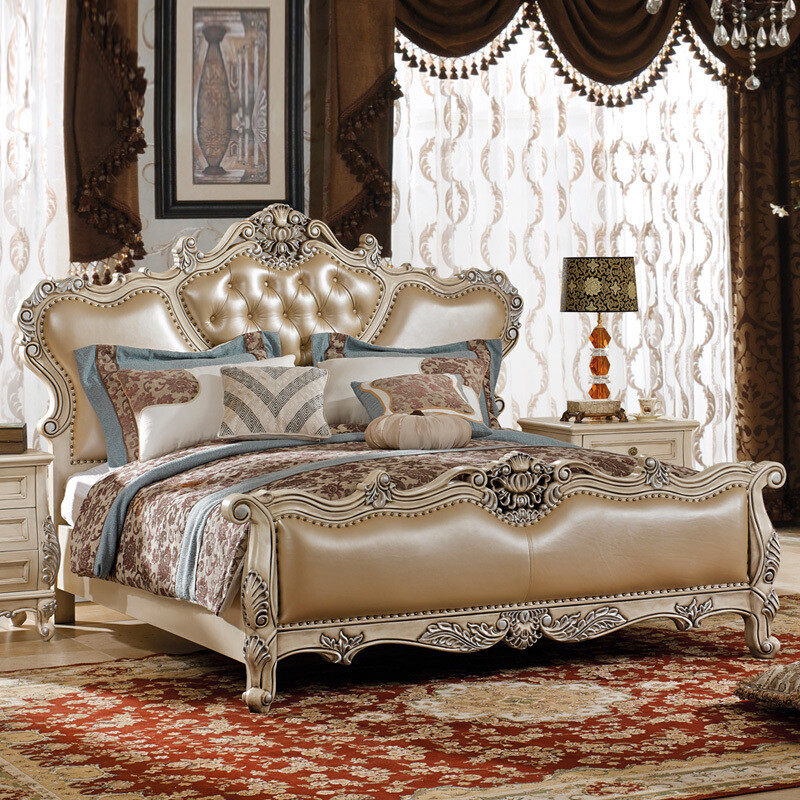 Bedroom Beds | Wooden Beds | King-Size Double Beds | Luxury Beds | American Style Vintage Carved Solid Wood Customizable Beds