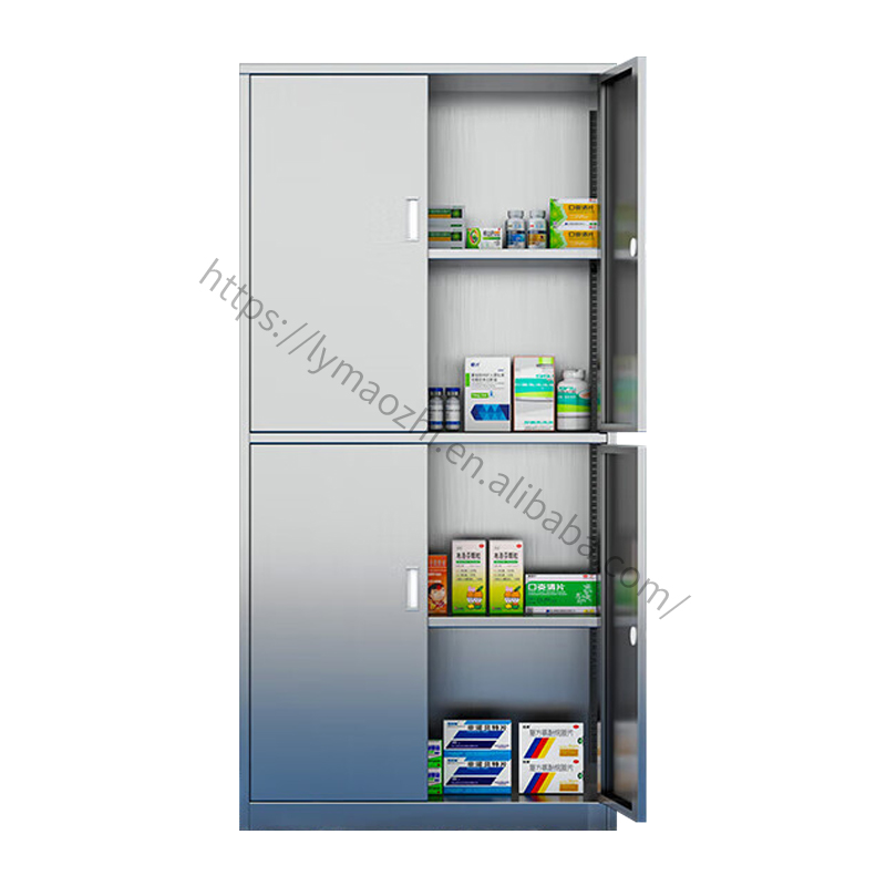 Stainless Steel Hospital Pharmacy Storage Cabinet with Lockable Doors Customizable Size Modern Design for Medical Use