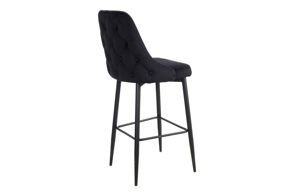 Modern Black Velvet Fabric Kitchen bar Stool with Footrest