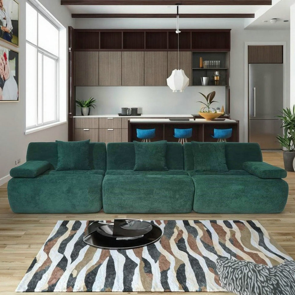 Modern Fabric Compress Sofa Upholstered Comfortable Durable for Apartment Hotel Warehouse